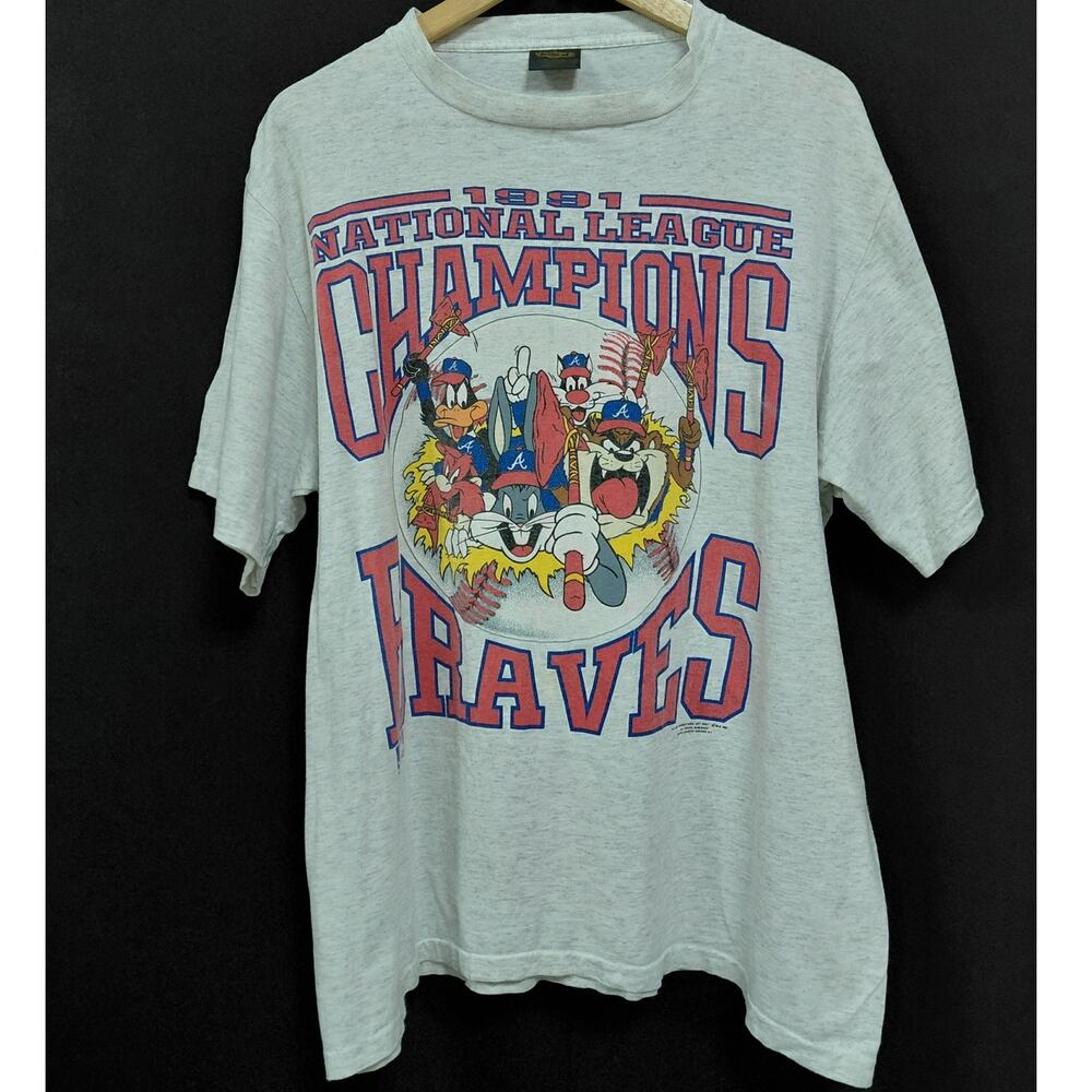 Vintage Changes National League Champions Braves T-Shirt Gray Short Size XL
